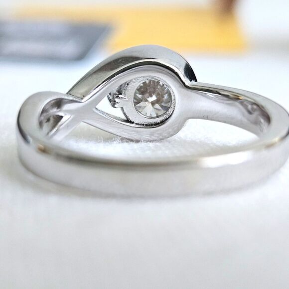 Aimilee Moissanite 925 Sterling Silver Infinity Ring Women Size 6.5 Gift Box - Picture 5 of 10